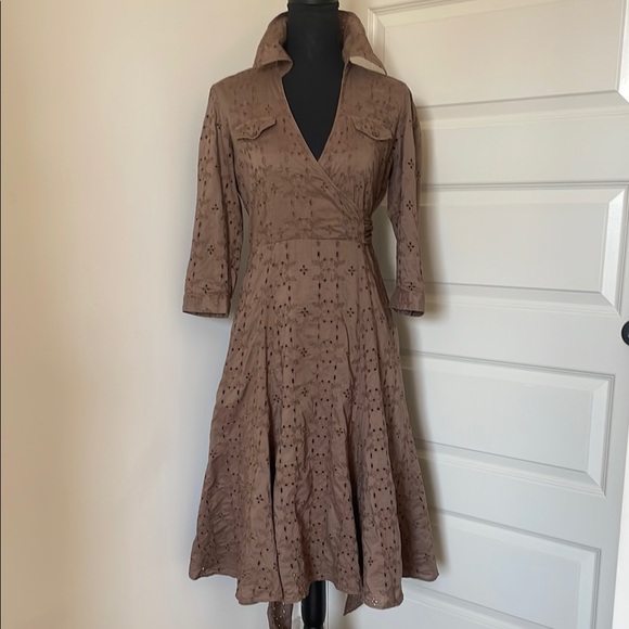 CAbi Dresses & Skirts - CAbi Faux Wrap Dress Floral Brown Sz 6